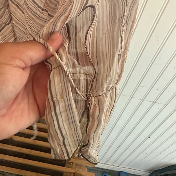 XOXO Sheer Striped Long Sleeve Blouse With Tie Cuffs - Picture 7 of 9